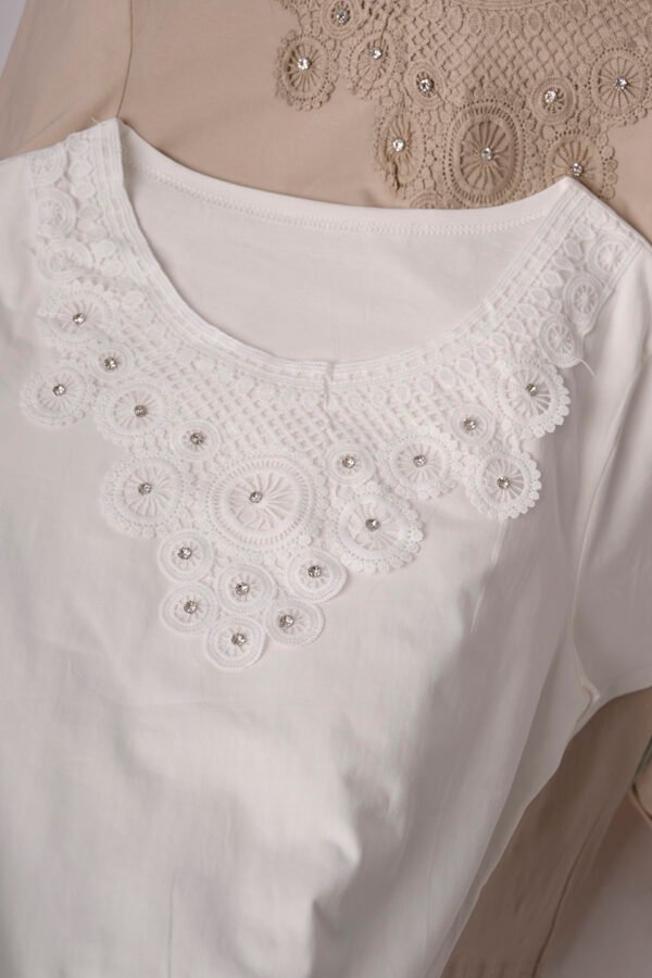 Remera Manga Corta Lycra Puntilla Tacha Broderie Maria