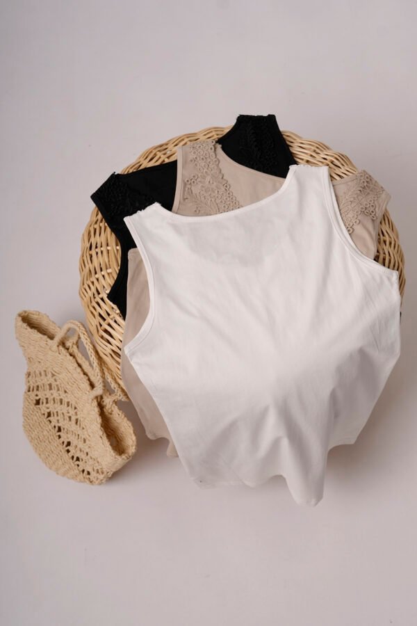 Musculosa Puntilla Broderie Cuello Tacha Prola