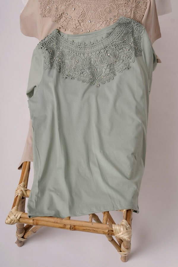 Remera Manga Corta Lycra Puntilla Tacha Broderie Veta