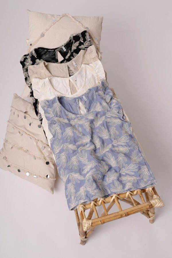 Musculosa Gota Lino Broderie Galu - Negro, M