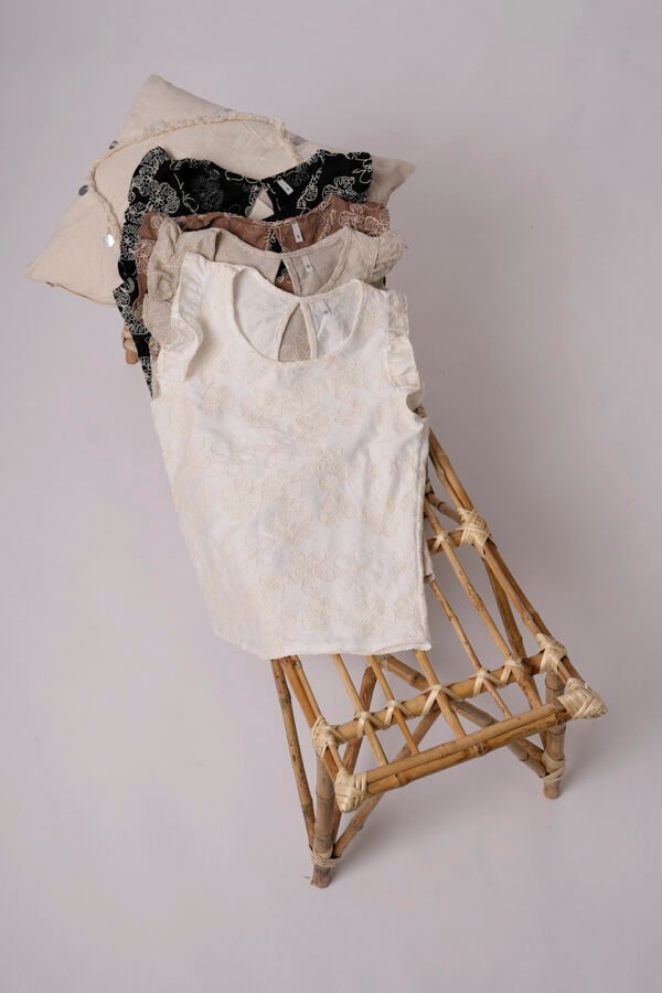 Musculosa Gota Lino Broderie Blanca - Beige, M