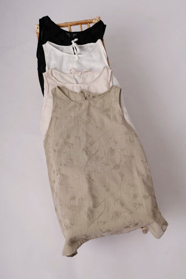 Vestido Para Atar Atras Lino Broderie Kiwi