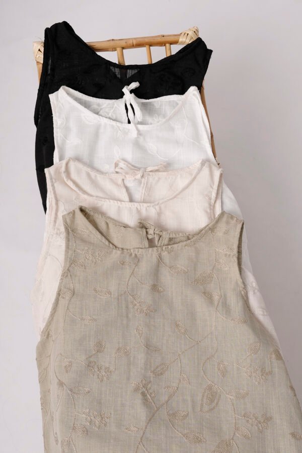 Vestido Para Atar Atras Lino Broderie Kiwi