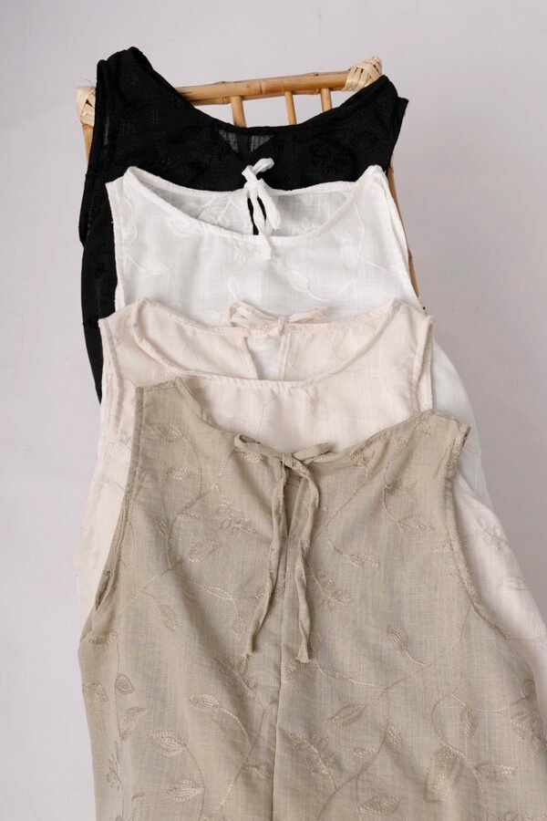 Vestido Para Atar Atras Lino Broderie Kiwi