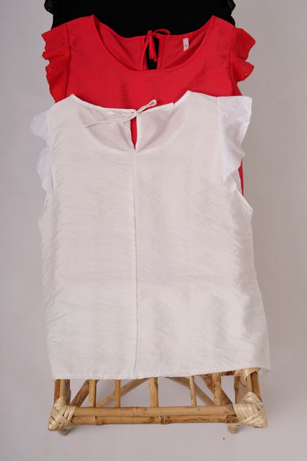 Musculosa Gota Satin Mate Manga Broderie Plano Para Atar Atras Ada