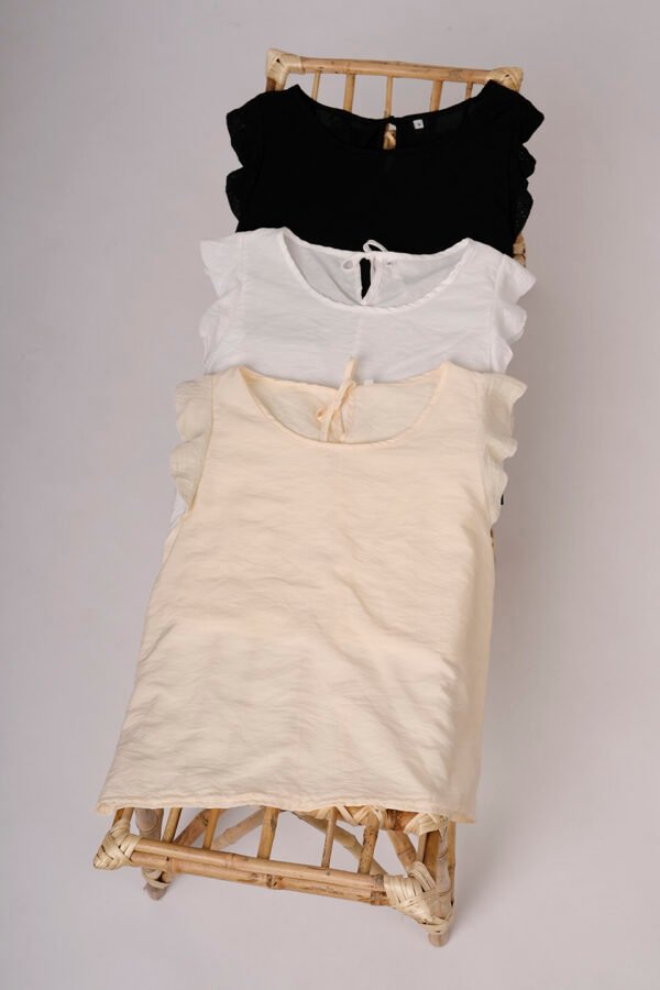 Musculosa Gota Satin Mate Manga Broderie Algodon Para Atar Para Atras Estela