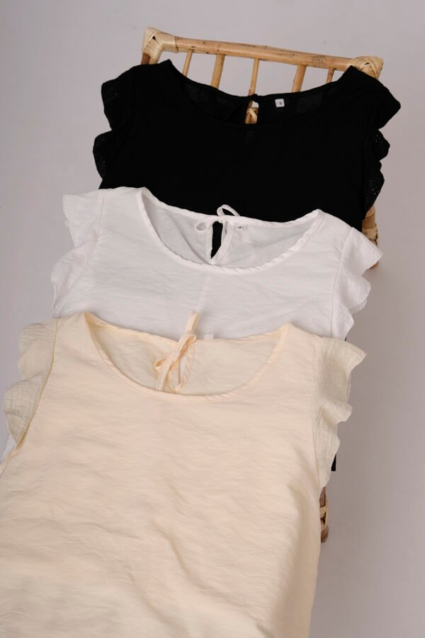 Musculosa Gota Satin Mate Manga Broderie Algodon Para Atar Para Atras Estela