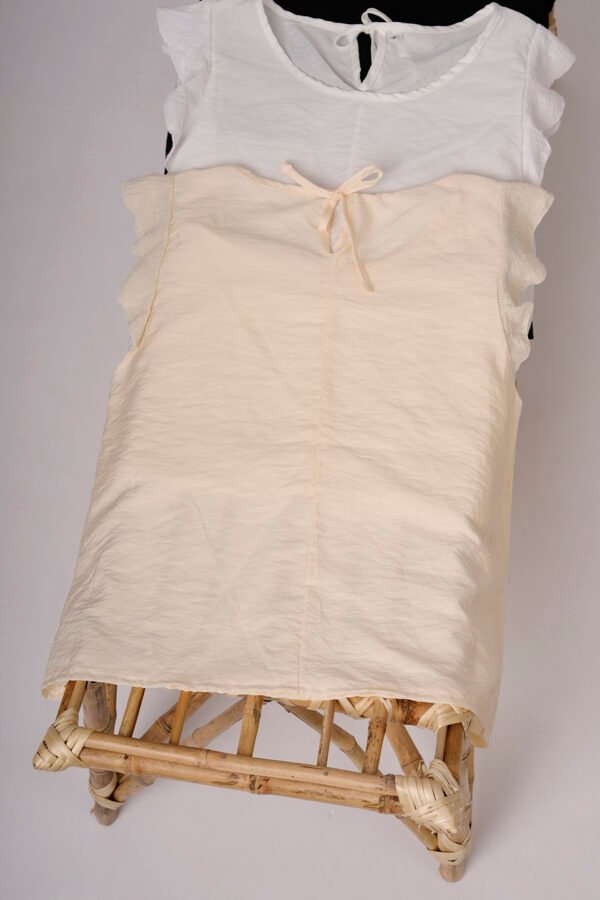 Musculosa Gota Satin Mate Manga Broderie Algodon Para Atar Para Atras Estela