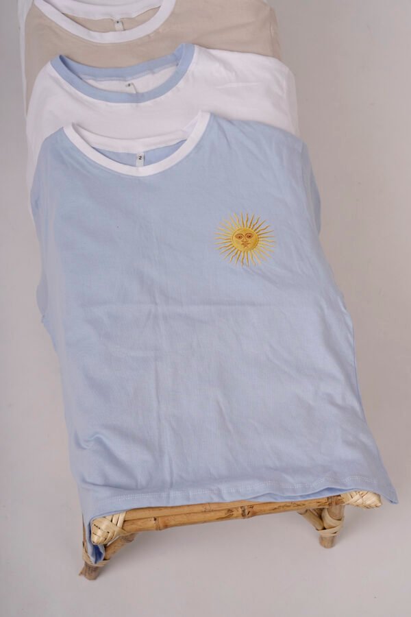 Remera Boxy Jersey Sol De Mayo Lado Izquierdo En DTF Sun