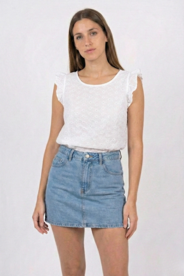 Musculosa Con Gota Broderie Plano Gelly