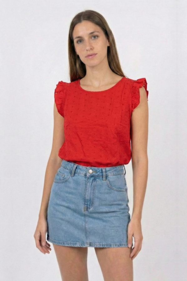 Musculosa Con Gota Broderie Plano Gelly