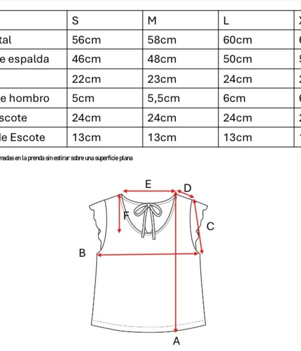 Musculosa Gota Satin Mate Manga Broderie Plano Para Atar Atras Ada