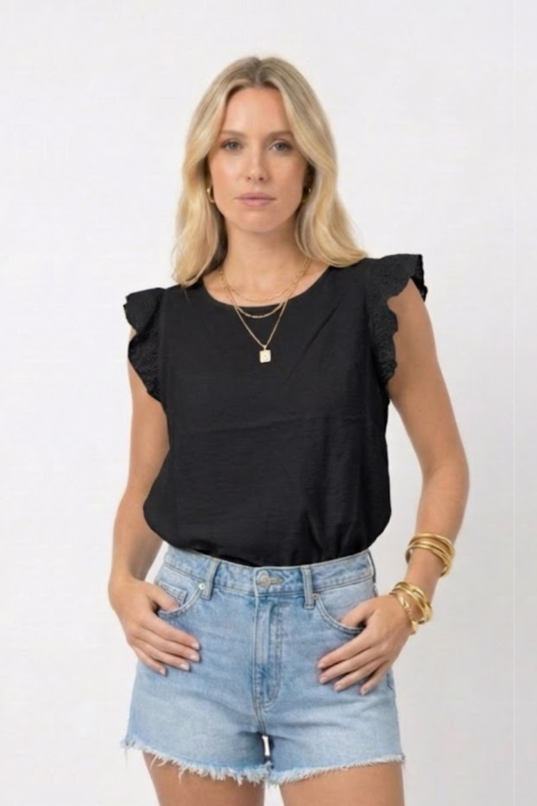 Musculosa Gota Satin Mate Manga Broderie Algodon Para Atar Para Atras Estela