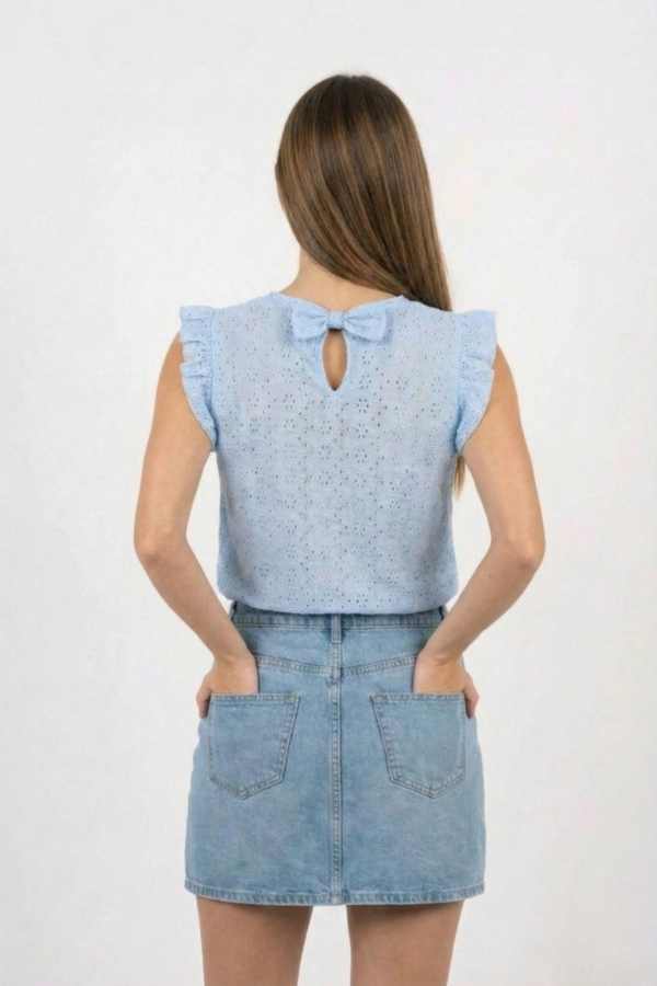 Musculosa Gota Con Moño Atras Broderie Crep Pao