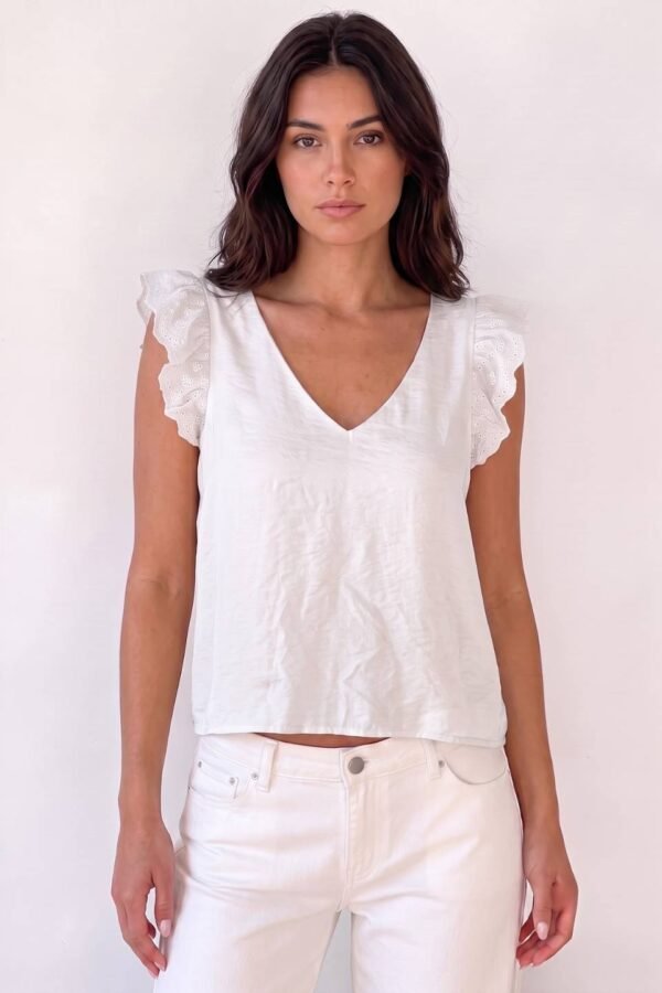 Musculosa Satin Mate Manga Broderie Algodon "REILA"