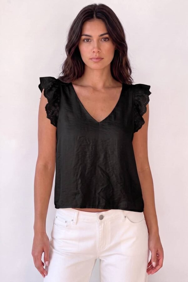 Musculosa Satin Mate Manga Broderie Algodon "REILA"