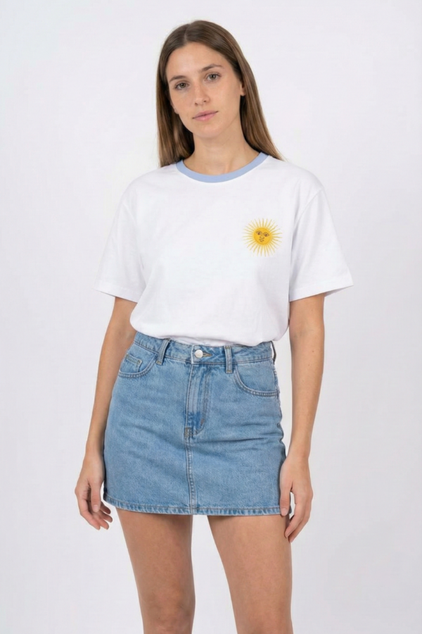 Remera Boxy Jersey Sol De Mayo Lado Izquierdo En DTF Sun