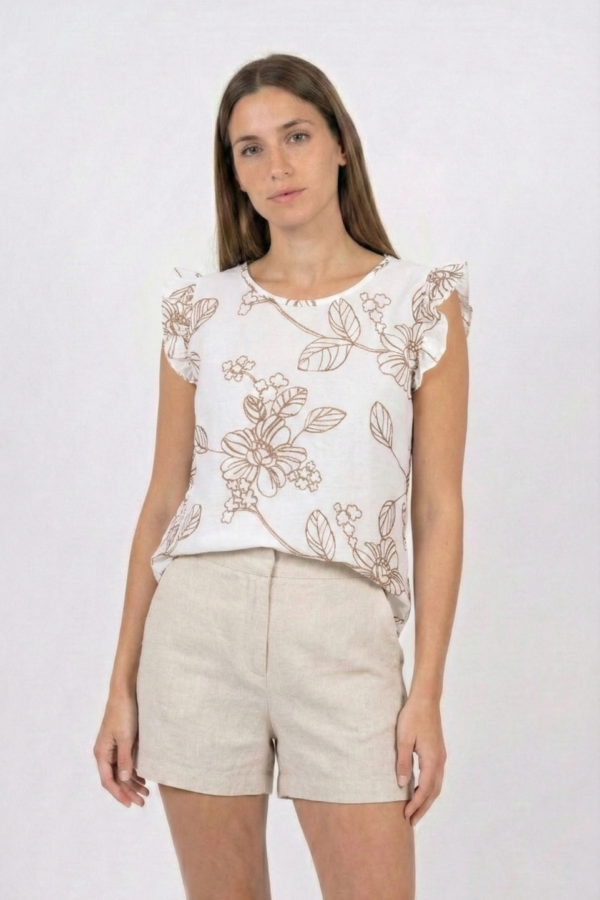 Musculosa Gota Lino Broderie Tony