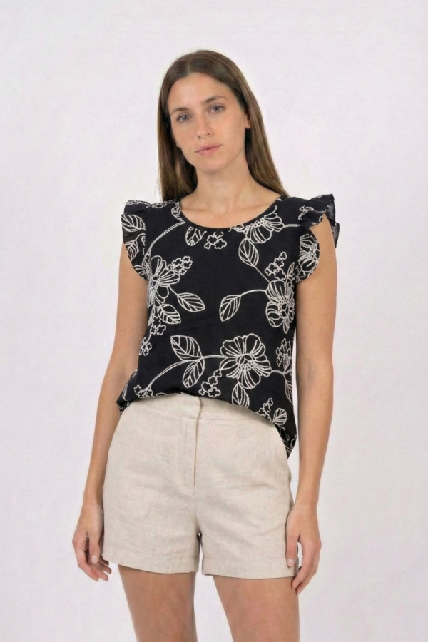 Musculosa Gota Lino Broderie Tony