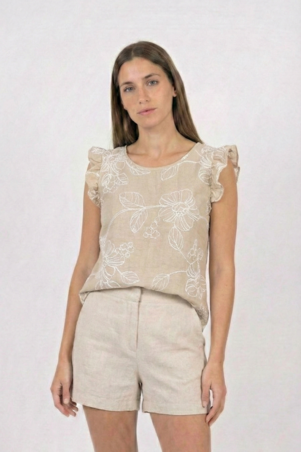 Musculosa Gota Lino Broderie Tony