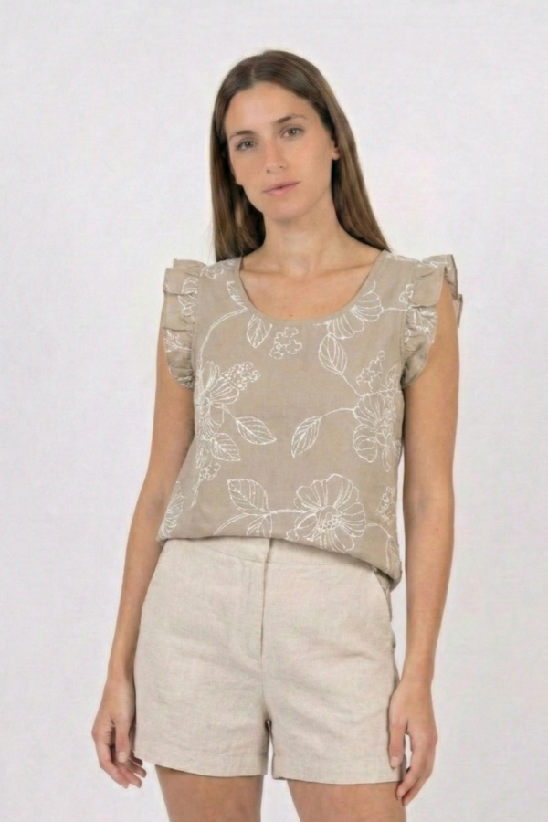 Musculosa Gota Lino Broderie Tony