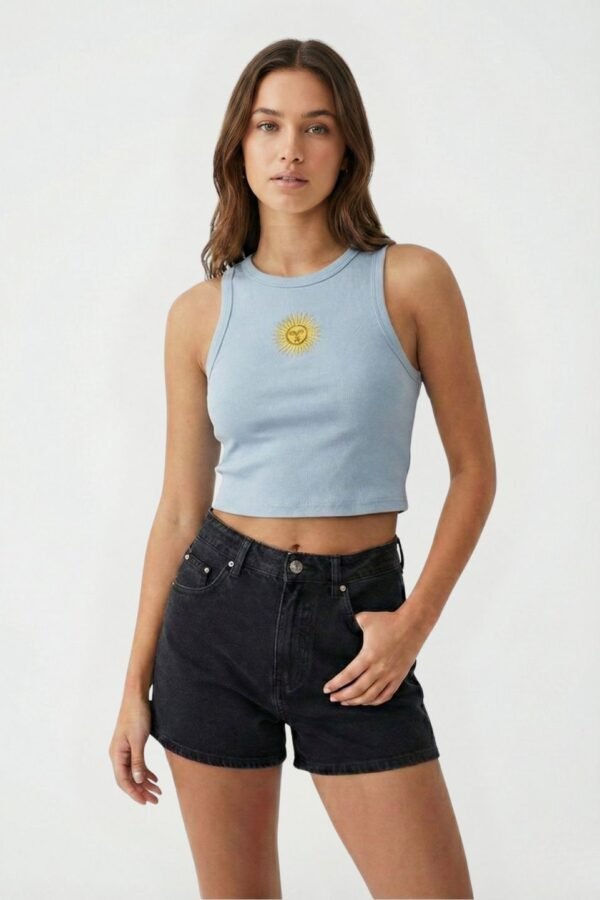 Top Basico Ribb Sol De Mayo Bordado En El Medio "LISETTE"