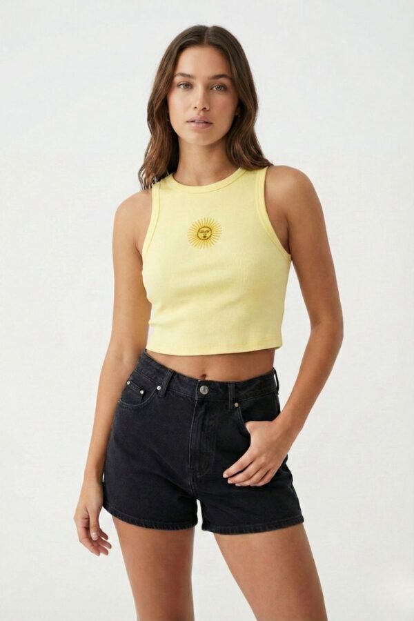 Top Basico Ribb Sol De Mayo Bordado En El Medio "LISETTE"