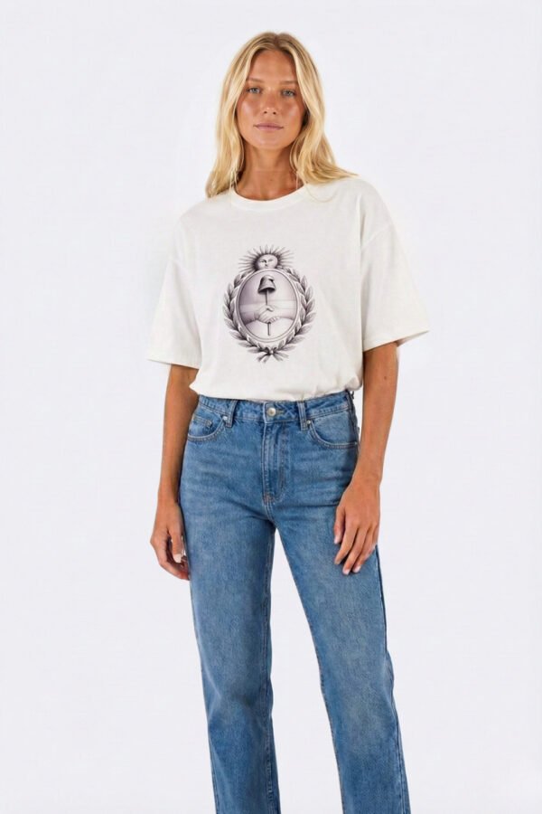 Remera Boxy Ribb Escudo Argentina En El Medio DTF Escudo