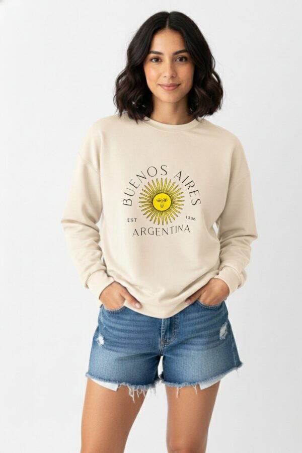 Buzo Rustico Lycra Cuello Redondo Sol De Mayo Argentina Estampado 1536