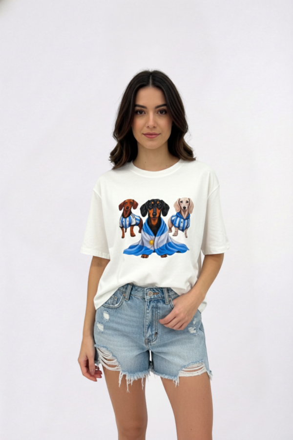 Remera Boxy Ribb Perros Con Ropa De Argentina DTF "PERRITOS"