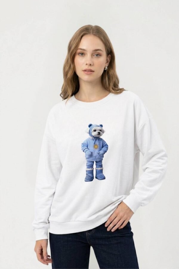 Buzo Monaco Rustico Frisado Cuello Redondo Estampado Caniche Parado Sol "PUPPY"
