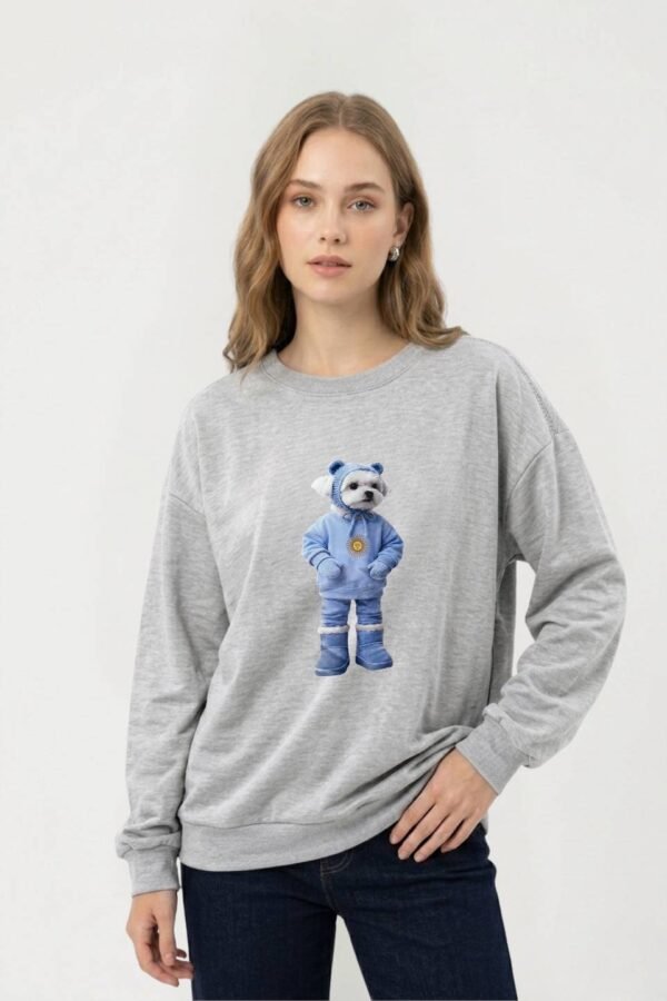 Buzo Monaco Rustico Frisado Cuello Redondo Estampado Caniche Parado Sol "PUPPY"