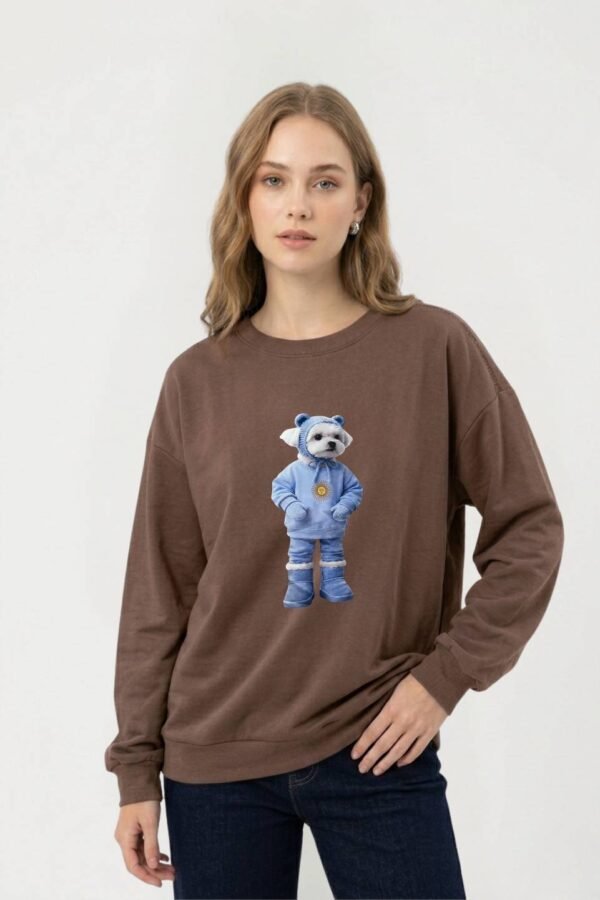 Buzo Monaco Rustico Frisado Cuello Redondo Estampado Caniche Parado Sol "PUPPY"