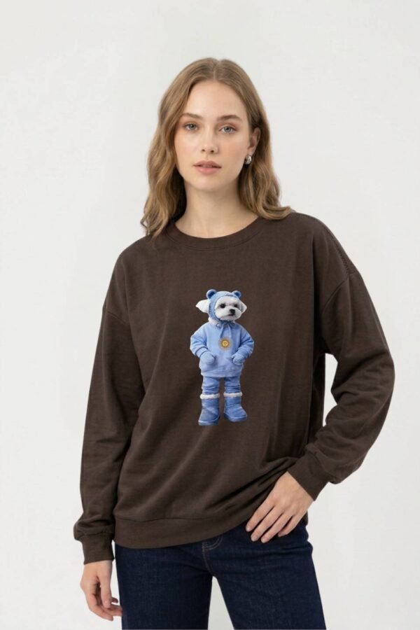 Buzo Monaco Rustico Frisado Cuello Redondo Estampado Caniche Parado Sol "PUPPY"