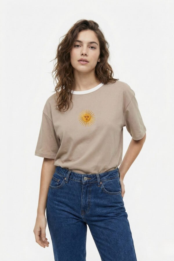 Remera Boxy Ribb Sol De Mayo Argentina En El Medio en DTF Soles