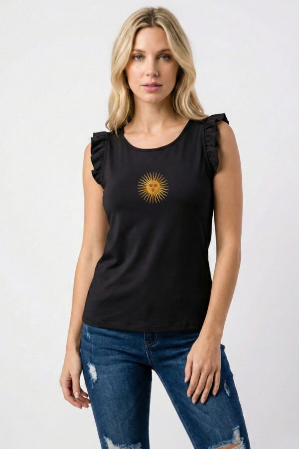 Musculosa Ribb Manga Volado Sol De Mayo Argentina En El Medio DTF "SUNNY"