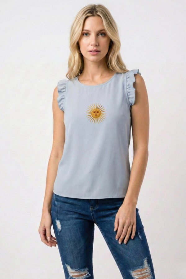 Musculosa Ribb Manga Volado Sol De Mayo Argentina En El Medio DTF "SUNNY"