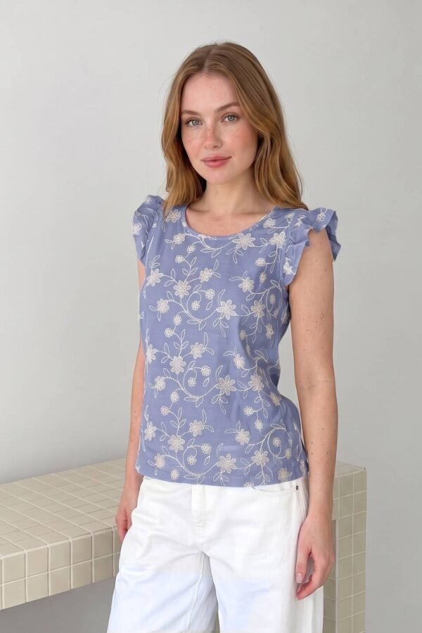 Musculosa Gota Lino Bordado "VANE"