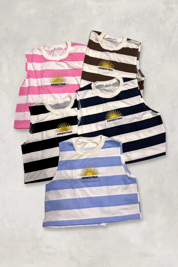 Musculosa Rayada Jersey Larga Medio Sol Bordado Argento