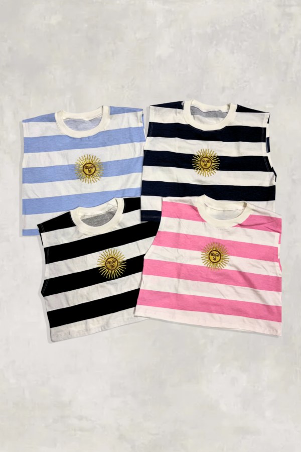 Musculosa Rayada Jersey Corta Sol Bordado Entero Buenos Aires