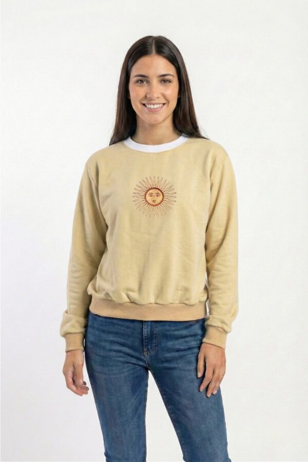 Buzo Rustico Cuello Y Puño Combinado Sol De Mayo Argentina Bordado Federal