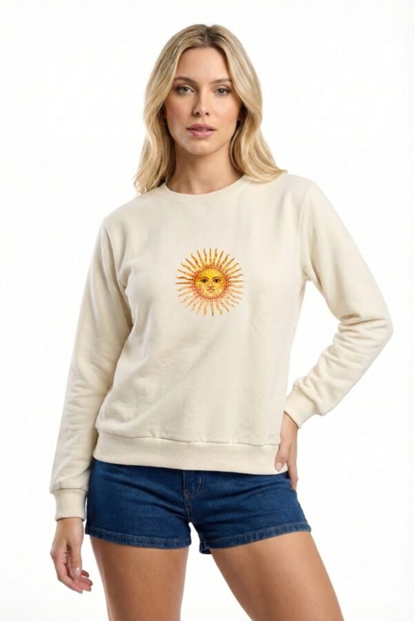 Buzo Rustico Cuello Redondo Sol Argentina En DTF Brillo