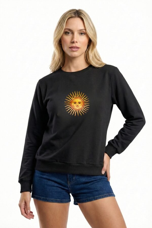 Buzo Rustico Cuello Redondo Sol Argentina En DTF Brillo