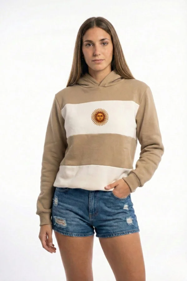 Buzo Frisa Peinado Con Capucha Sol De Mayo Argentina En DTF "BANDERA"