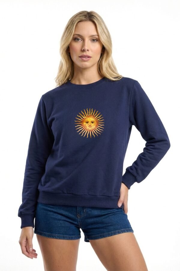 Buzo Rustico Cuello Redondo Sol Argentina En DTF Brillo