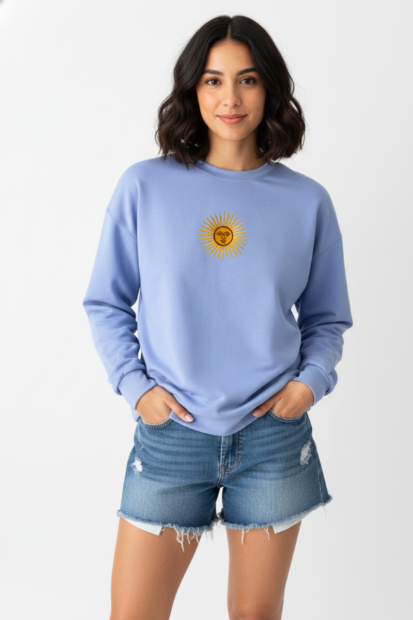 Buzo Rustico Lycra Cuello Redondo Sol De Mayo Argentina Bordado Aires