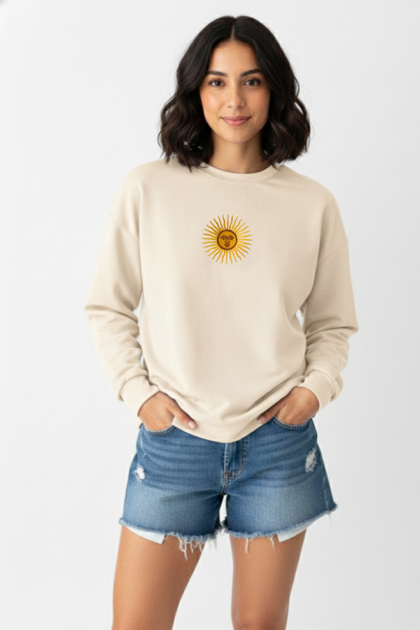 Buzo Rustico Lycra Cuello Redondo Sol De Mayo Argentina Bordado Aires