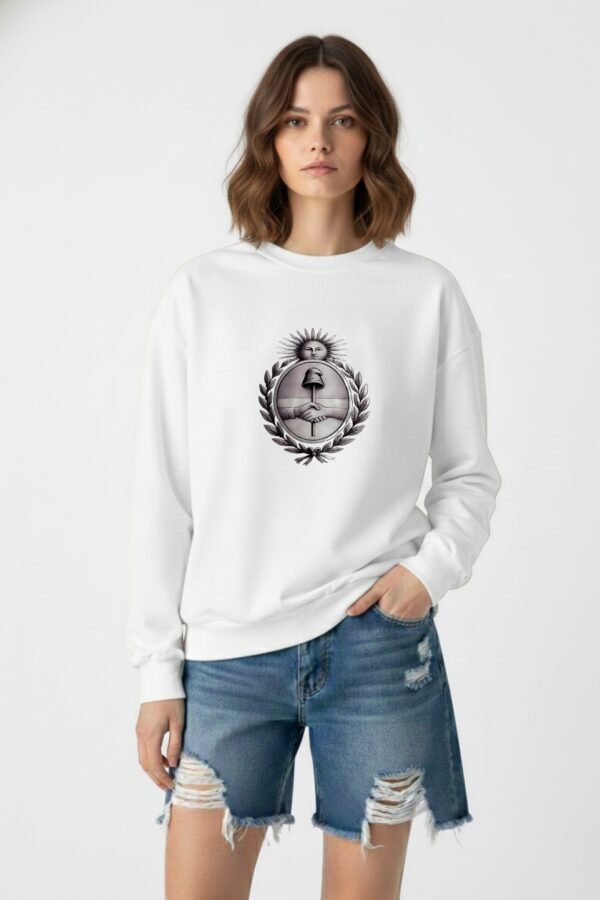 Buzo Rustico Lycra Cuello Redondo Escudo Argentina DTF Libertad