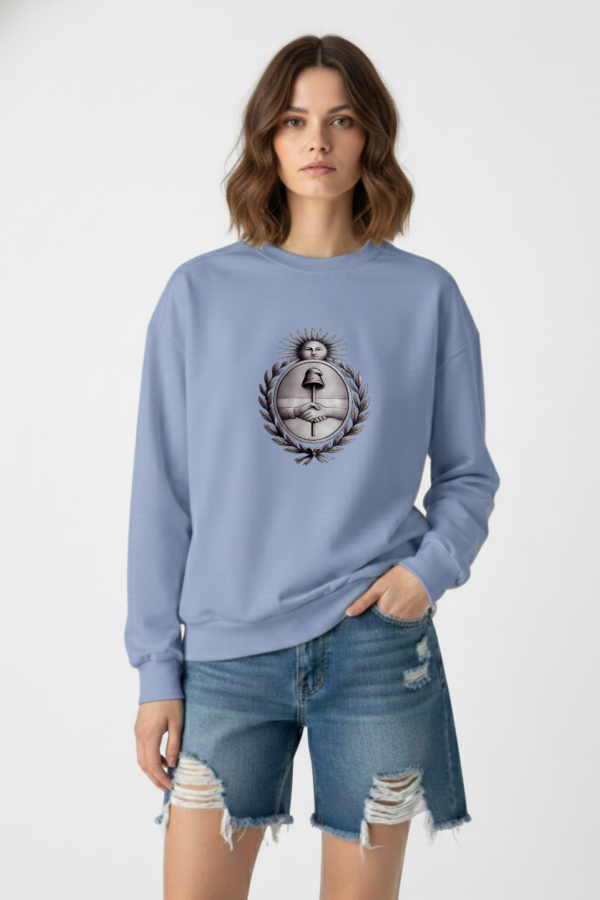 Buzo Rustico Lycra Cuello Redondo Escudo Argentina DTF Libertad