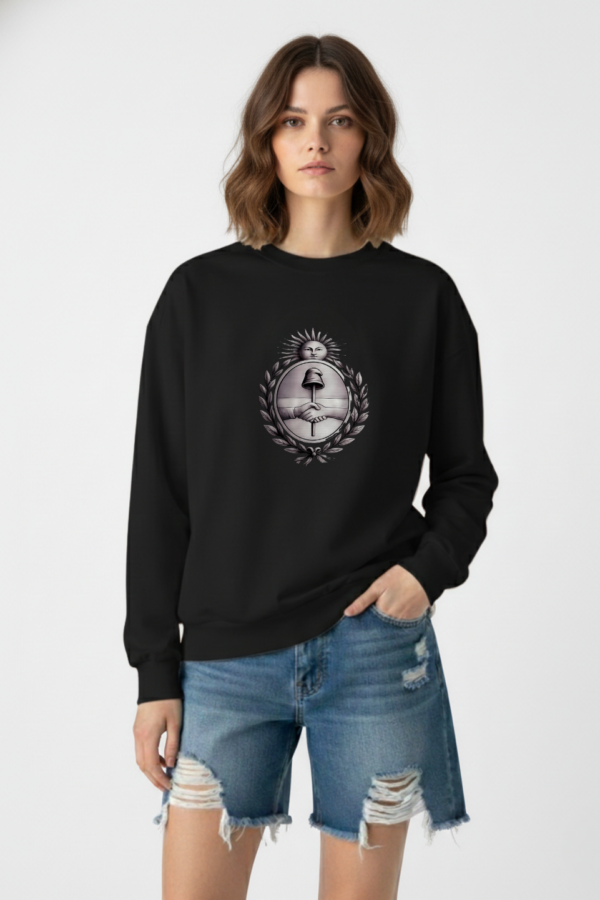 Buzo Rustico Lycra Cuello Redondo Escudo Argentina DTF Libertad